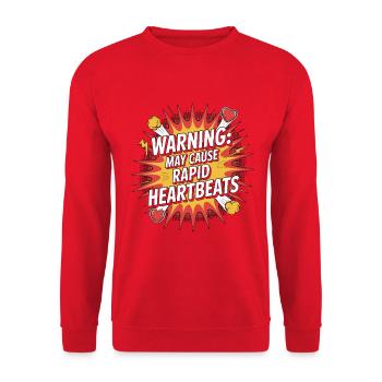 Cardiac Tech Warning May Cause Rapid Sonography - Unisex Pullover - Rot - Vorne - Alina (178cm) & Michal (187cm)