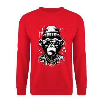 Singe cool avec style de rue et chaînes - Sweat-shirt Unisexe - rouge - Devant - Alina (178cm) & Michal (187cm)