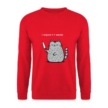 6-7 Mème Internet 6 7 Snack Cat - Sweat-shirt Unisexe - rouge - Devant - Alina (178cm) & Michal (187cm)