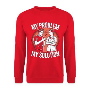 Cardiac Tech My Problem My Pictogram Mom Cath Lab - Unisex Pullover - Rot - Vorne - Alina (178cm) & Michal (187cm)