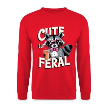Raton laveur mignon mais sauvage - Sweat-shirt Unisexe - rouge - Devant - Alina (178cm) & Michal (187cm)