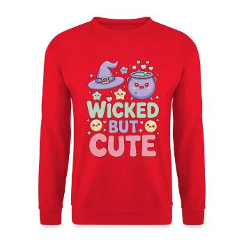 Witchcraft Wicked But Cute Sorcery Spellcaster - Unisex Sweatshirt - red - Front - Alina (178cm) & Michal (187cm)