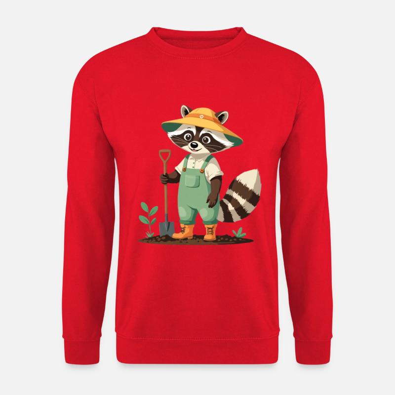 Gärtner-Waschbär Illustration Süß - Unisex Pullover - Rot