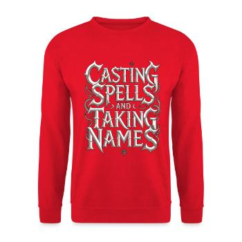 Witchcraft Casting Spells And Sorcery Spellcaster - Unisex Sweatshirt - red - Front - Alina (178cm) & Michal (187cm)