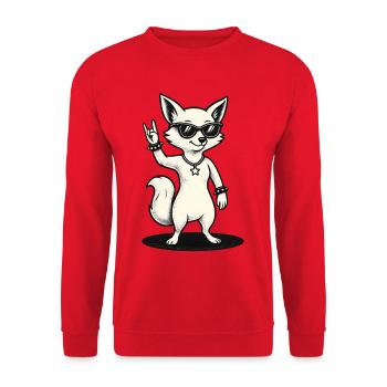 Renard berçant avec lunettes de soleil signe de main - Sweat-shirt Unisexe - rouge - Devant - Alina (178cm) & Michal (187cm)