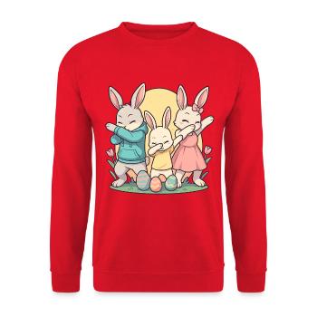 Taponage des lapins de Pâques, une jolie famille - Sweat-shirt Unisexe - rouge - Devant - Alina (178cm) & Michal (187cm)