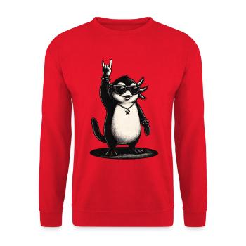 Rock N Roll Penguin With Sunglasses - Unisex Sweatshirt - red - Front - Alina (178cm) & Michal (187cm)