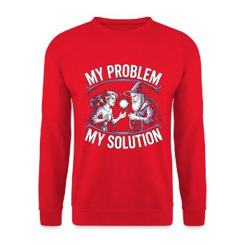 Witchcraft My Problem My Pictogram Dad Spellcaster - Unisex Sweatshirt - red - Front - Alina (178cm) & Michal (187cm)