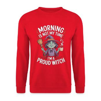 Witchcraft Morning Is Not My Time Rune Symbols - Unisex Sweatshirt - red - Front - Alina (178cm) & Michal (187cm)