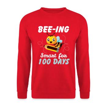 Bee ing smart for 100 days - Unisex Sweatshirt - red - Front - Alina (178cm) & Michal (187cm)