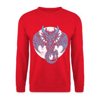 Norse Design Mythical Dragon Warrior - Unisex Sweatshirt - red - Front - Alina (178cm) & Michal (187cm)