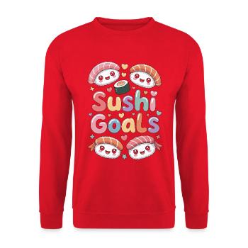 Sushi Goals Japanese Food Enthusiast Seafood Lover - Unisex Sweatshirt - red - Front - Alina (178cm) & Michal (187cm)