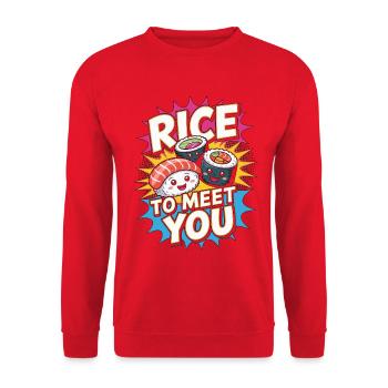Sushi Rice To Meet You Sushi Roll Cuisine japonaise - Sweat-shirt Unisexe - rouge - Devant - Alina (178cm) & Michal (187cm)