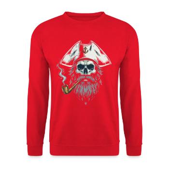 Kapitän Totenkopf Seemann Nautik Meer See Boot - Unisex Pullover - Rot - Vorne - Alina (178cm) & Michal (187cm)