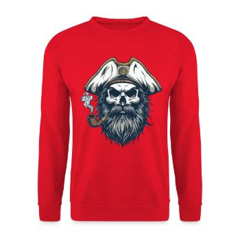 Kapitän Totenkopf Seemann Nautik Meer See Boot - Unisex Pullover - Rot - Vorne - Alina (178cm) & Michal (187cm)