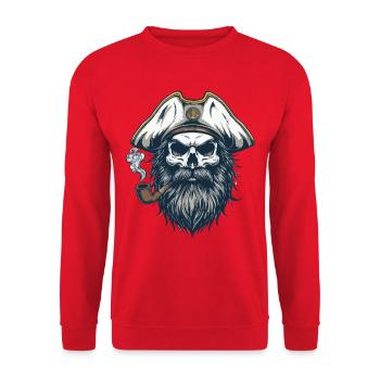 Kapitän Totenkopf Seemann Nautik Meer See Boot - Unisex Pullover - Rot - Vorne - Alina (178cm) & Michal (187cm)