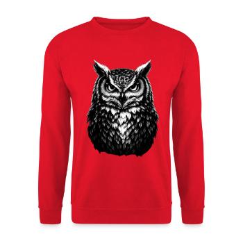 Mystical Owl Night Animal Wisdom Symbol - Unisex Sweatshirt - red - Front - Alina (178cm) & Michal (187cm)
