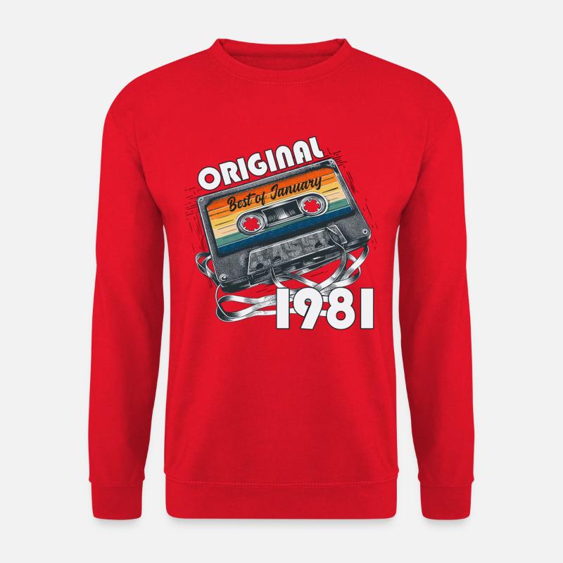 45th Birthday Cassette January 1981 - Unisex Sweatshirt - red