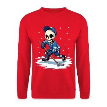 Skelett Eishockeyspieler Nummer 99 Wintersport - Unisex Sweatshirt - red - Front - Alina (178cm) & Michal (187cm)