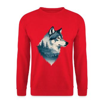 Loup bleu dans la forêt - Sweat-shirt Unisexe - rouge - Devant - Alina (178cm) & Michal (187cm)