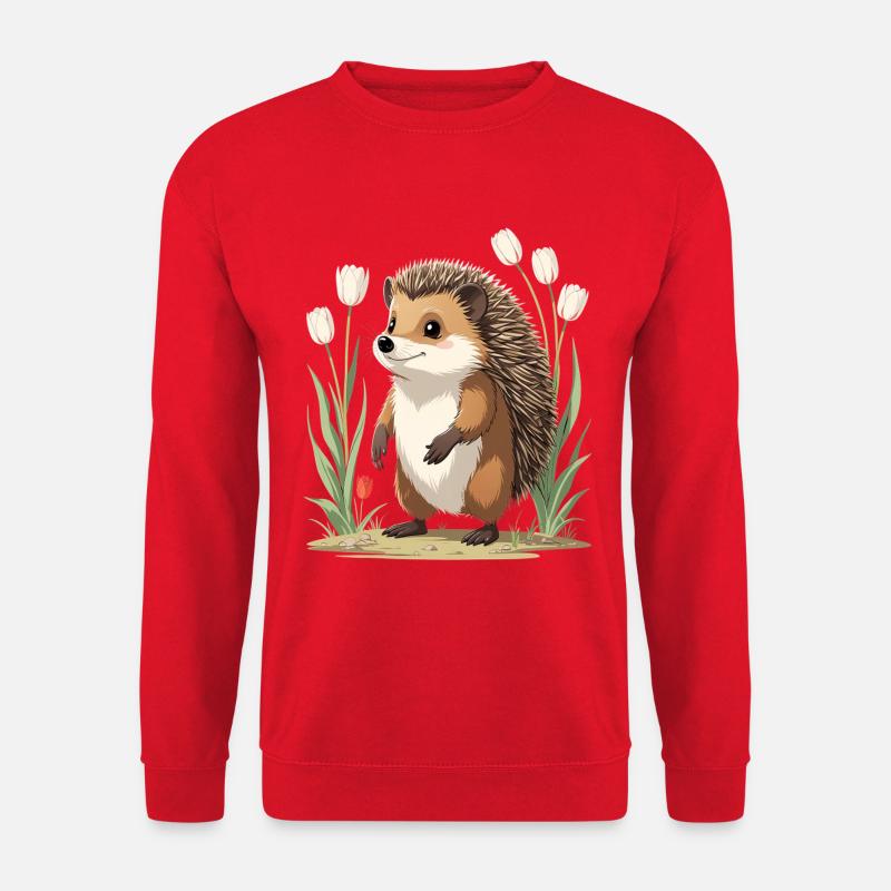 Igel im Tulpenbeet - Unisex Pullover - Rot