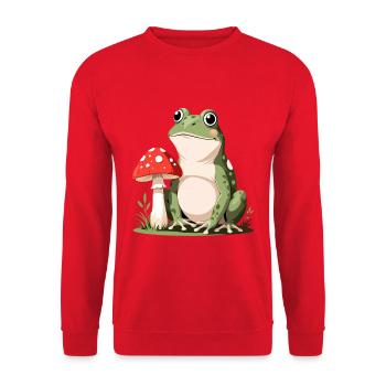 Little frog with red mushroom - Unisex Sweatshirt - red - Front - Alina (178cm) & Michal (187cm)