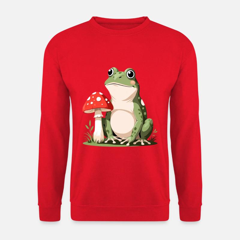 Kleiner Frosch mit rotem Pilz - Unisex Pullover - Rot