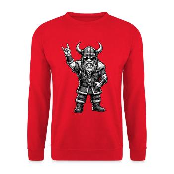 Rock Musik, Rock, Wikinger, Heavy Metal, Rock Hand - Unisex Pullover - Rot - Vorne - Alina (178cm) & Michal (187cm)