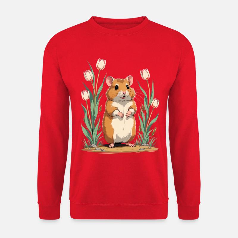 Tulip hamster in spring - Unisex Sweatshirt - red
