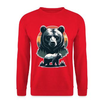 Forest bear at sunset - Unisex Sweatshirt - red - Front - Alina (178cm) & Michal (187cm)