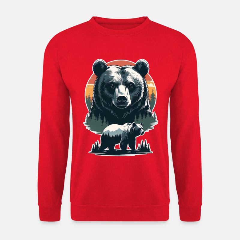 Waldbär im Sonnenuntergang - Unisex Pullover - Rot