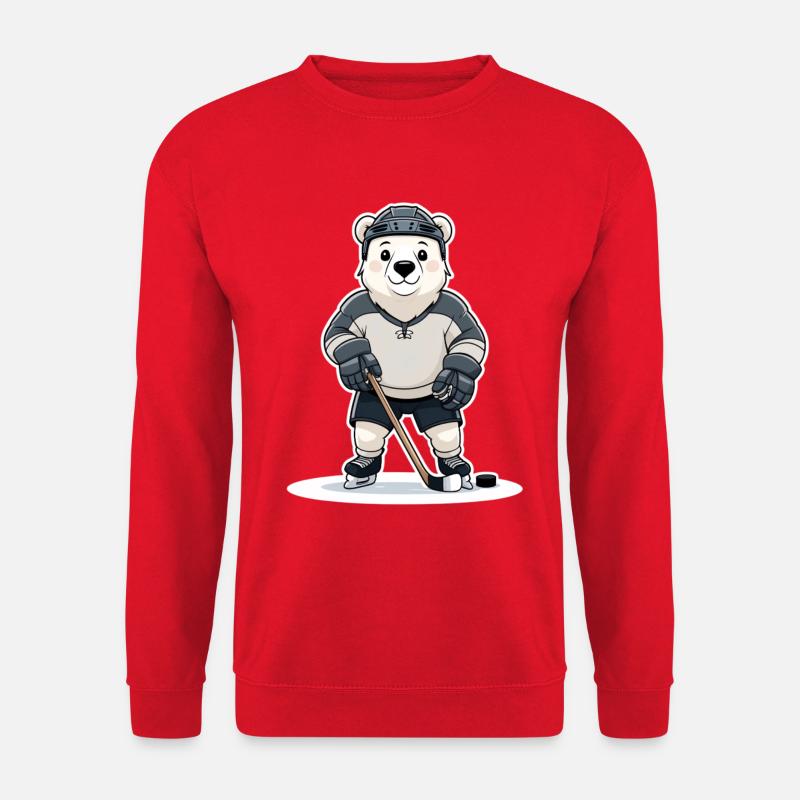 Polarer Eishockey Bär im Trikot - Unisex Pullover - Rot