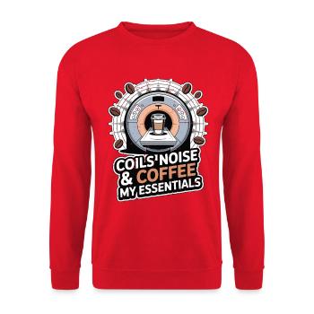 MRI Tech Coils Noise & Coffee Radiologist Rad Tech - Unisex Sweatshirt - red - Front - Alina (178cm) & Michal (187cm)