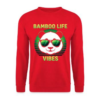Cooler Panda Bamboo Life Vibes - Unisex Pullover - Rot - Vorne - Alina (178cm) & Michal (187cm)