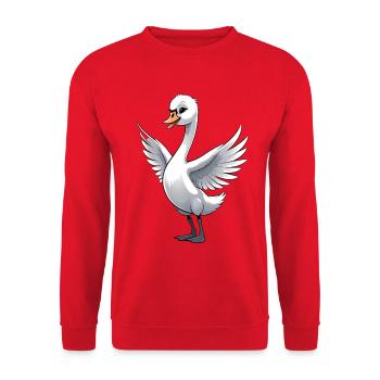 Illustration joyeuse des ailes d’oie - Sweat-shirt Unisexe - rouge - Devant - Alina (178cm) & Michal (187cm)