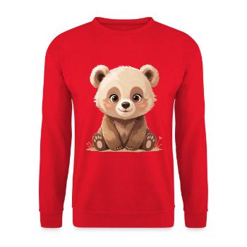 Kuschelbärchen im Sonnenlicht - Unisex Pullover - Rot - Vorne - Alina (178cm) & Michal (187cm)