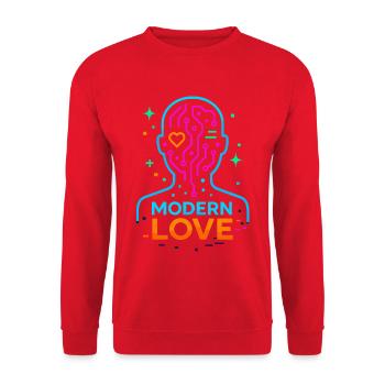 Amour moderne, amour numérique tête néon Saint-Valentin - Sweat-shirt Unisexe - rouge - Devant - Alina (178cm) & Michal (187cm)
