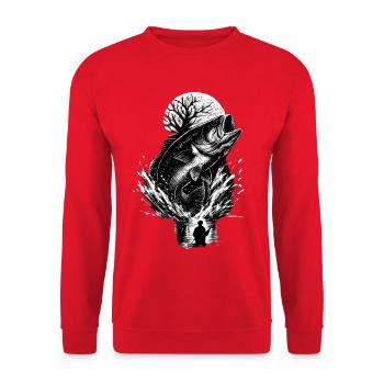 Jumping perch in the moonlight night angler - Unisex Sweatshirt - red - Front - Alina (178cm) & Michal (187cm)