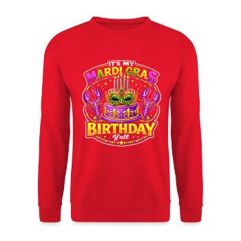 Mardi Gras Geburtstag Maske - Unisex Pullover - Rot - Vorne - Alina (178cm) & Michal (187cm)