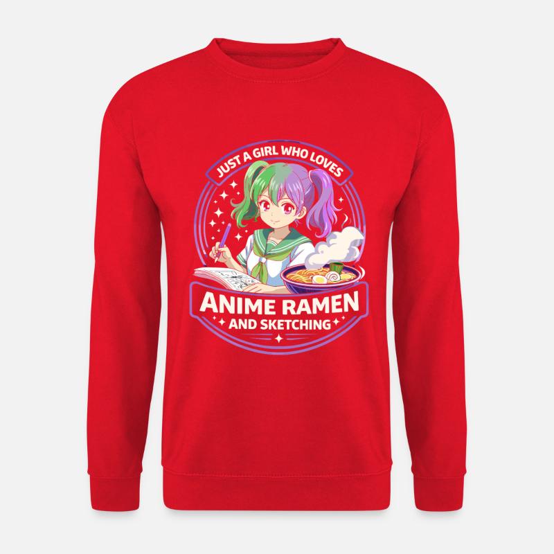 Just a Girl: Anime Ramen Sketching - Unisex Pullover - Rot