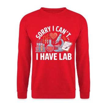Sorry, I have laboratory - Unisex Sweatshirt - red - Front - Alina (178cm) & Michal (187cm)