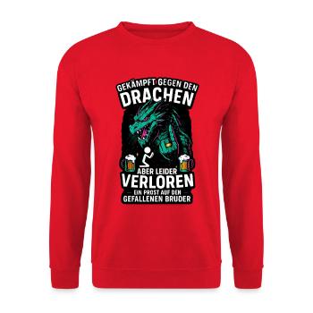 JGA Team Bräutigam - Unisex Pullover - Rot - Vorne - Alina (178cm) & Michal (187cm)