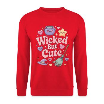 Witchcraft Wicked But Cute Loves Rune Symbols - Unisex Sweatshirt - red - Front - Alina (178cm) & Michal (187cm)