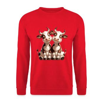 Duo de vaches Amitié câline - Sweat-shirt Unisexe - rouge - Devant - Alina (178cm) & Michal (187cm)