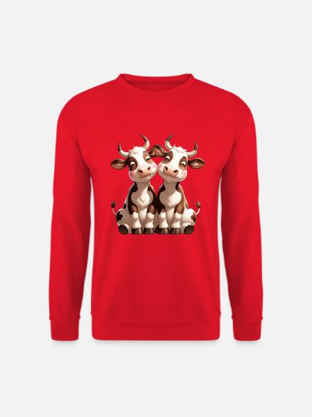 Cow Duo Cuddle Friendship - Unisex Sweatshirt - red