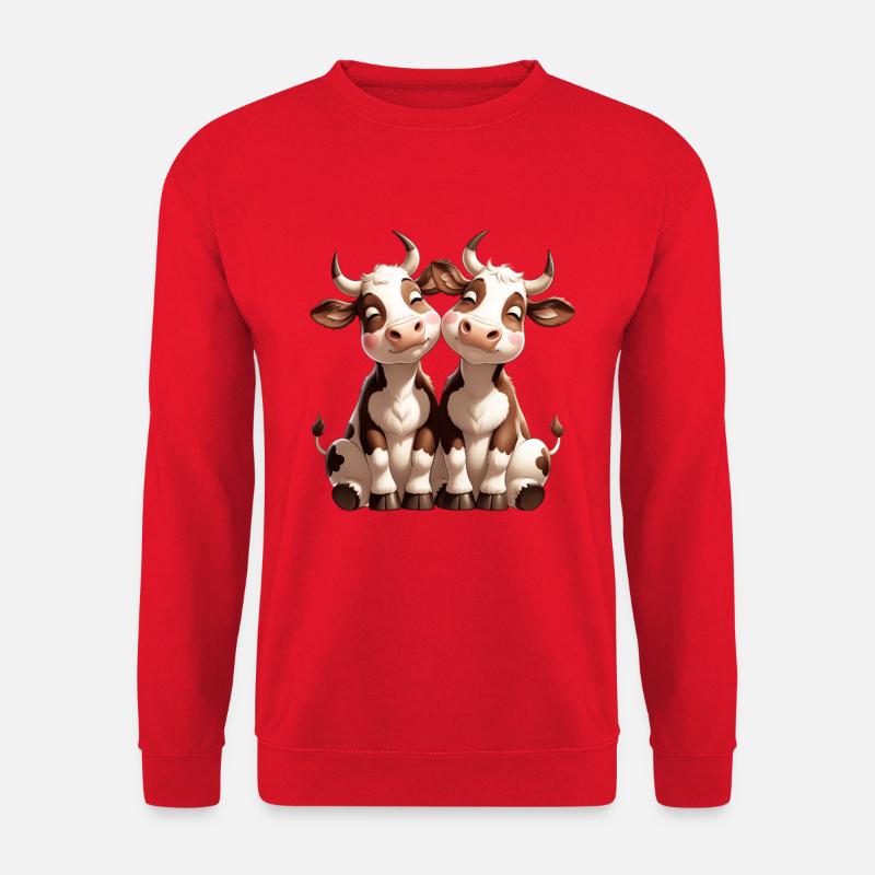 Kuh-Duo Kuschelfreundschaft - Unisex Pullover - Rot