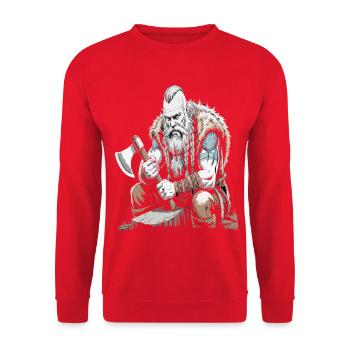 Légende viking viking marin Odin Raven Fighter - Sweat-shirt Unisexe - rouge - Devant - Alina (178cm) & Michal (187cm)