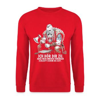 Viking Viking Legend Sailor Odin Raven Fighter - Unisex Sweatshirt - red - Front - Alina (178cm) & Michal (187cm)