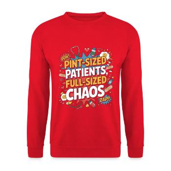 Infirmière pédiatrique Patients de petite taille Infirmière Infirmière - Sweat-shirt Unisexe - rouge - Devant - Alina (178cm) & Michal (187cm)