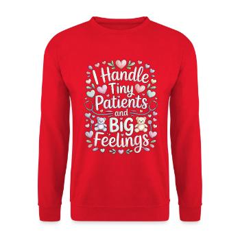 Pediatric Nurse I Handle Tiny Patients Kids Nurse - Unisex Sweatshirt - red - Front - Alina (178cm) & Michal (187cm)